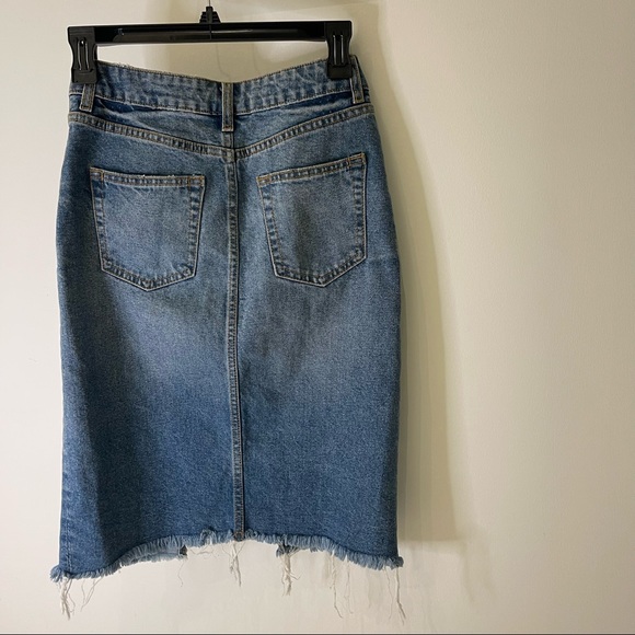H&M denim midi skirt with front slit size US 4 - Picture 3 of 7